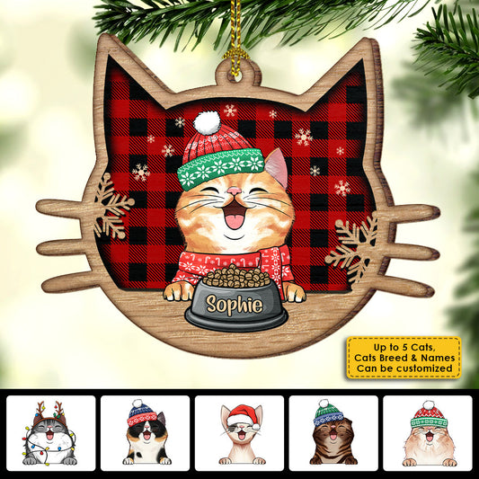 Happy Cat On Christmas Day - Personalized Shaped Ornament