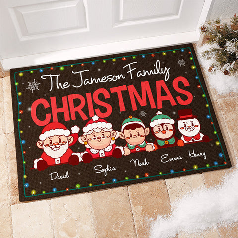 Happy Christmas With Our Family - Personalized Decorative Mat