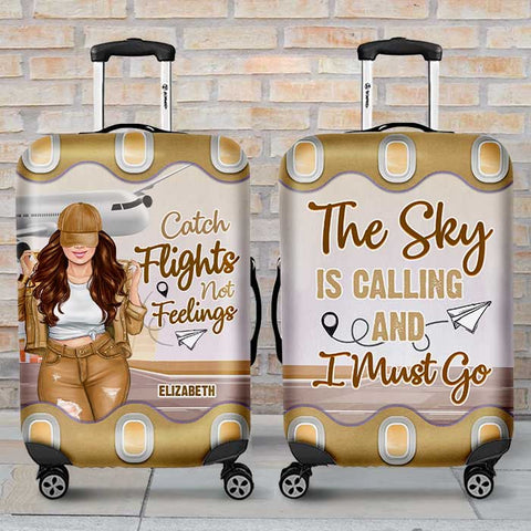 I Must Go Because The Sky Is Calling Me - Gift For Bestie, Personalized Luggage Cover