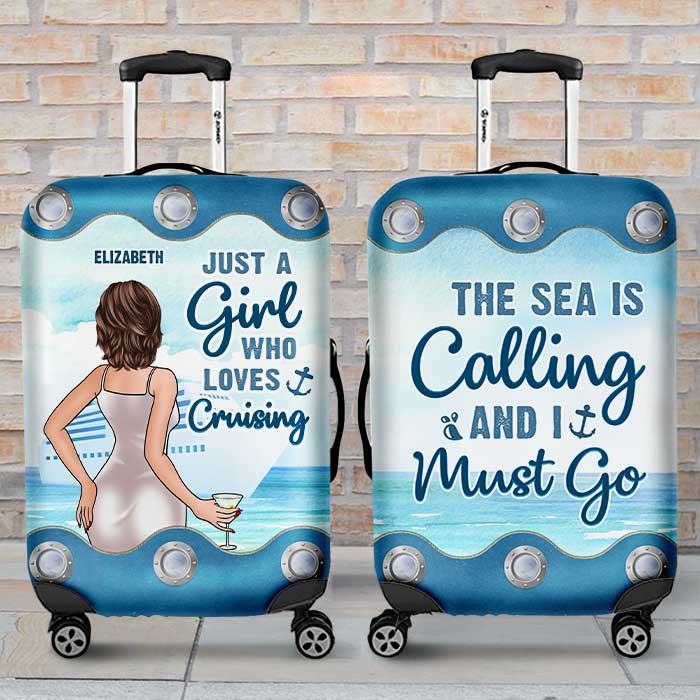 The Sea Is Calling And I Must Go - Gift For Bestie, Personalized Luggage Cover