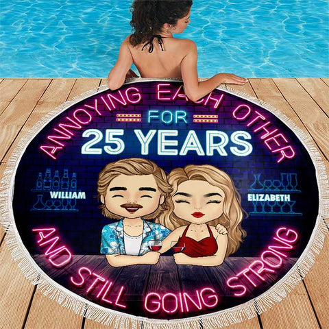 Annoying Each Other For Years - Personalized Round Beach Towel - Gift For Couples, Husband Wife