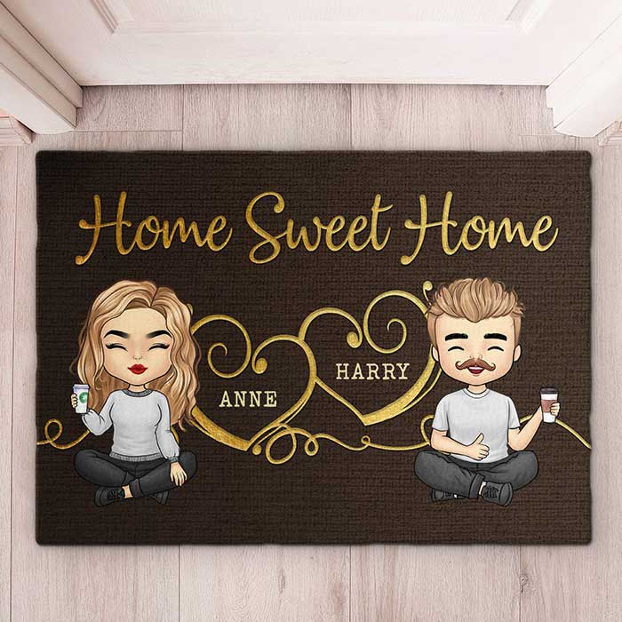 Home Sweet Home - Gift For Couples, Husband Wife - Personalized Decorative Mat