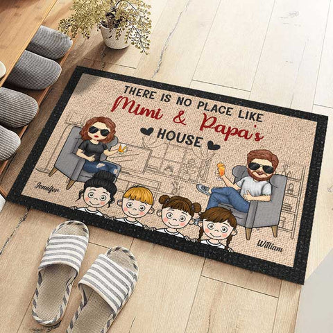 There Is No Place Like Grandma & Grandpa's House - Gift For Couples, Husband Wife - Personalized Decorative Mat