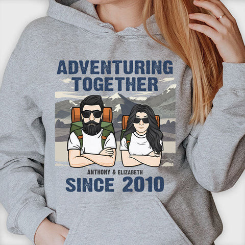 Couple Adventuring Together - Gift For Couples, Husband Wife - Personalized Unisex Hoodie