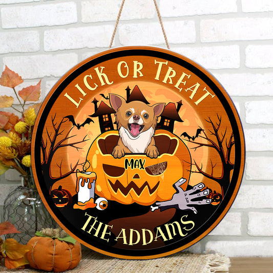 Happy Halloween - Lick Or Treat - Funny Personalized Door Sign