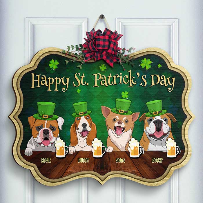 Happy Saint Patrick's Day - Gift For Dog Lovers, Personalized Shaped Wood Sign