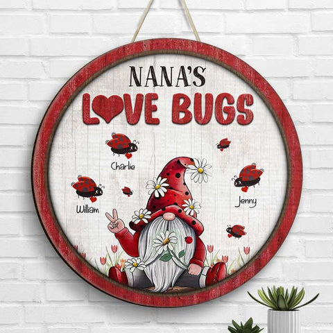 Grandma's Love Bugs - Gift For Grandma, Personalized Wood Sign