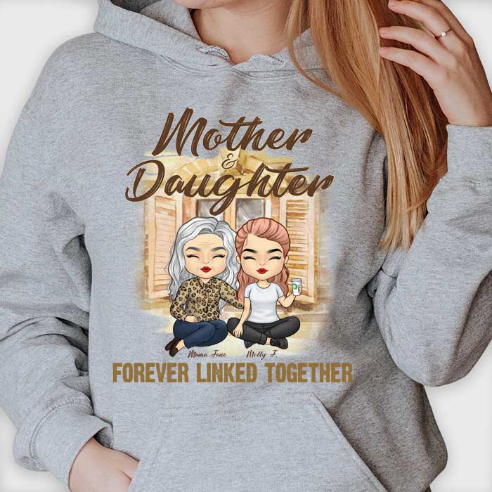 Mother & Daughters Forever Linked Together - Gift For Mom, Personalized Unisex Hoodie