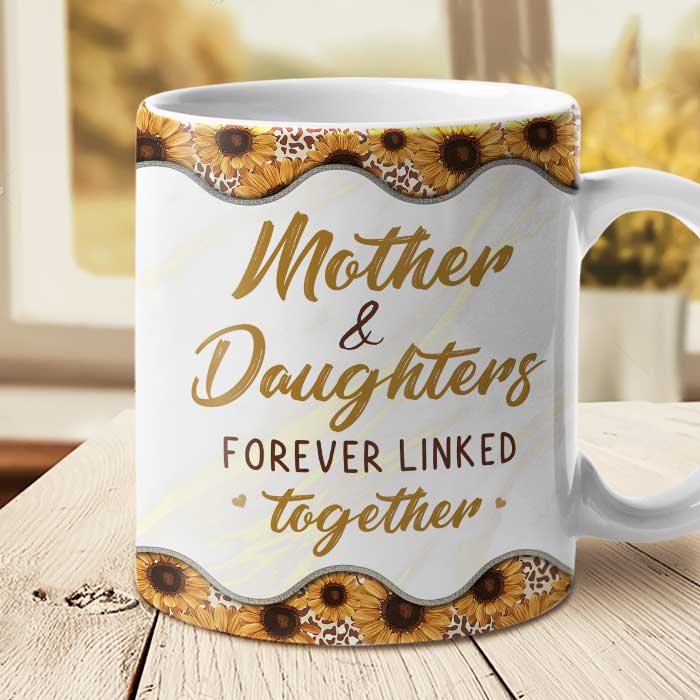 Mother And Daughters Forever Linked Together - Gift For Mom, Personalized Mug