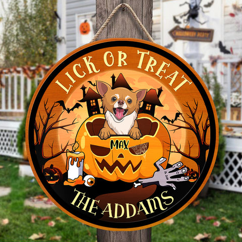 Happy Halloween - Lick Or Treat - Funny Personalized Door Sign