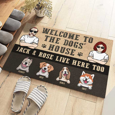 Welcome To The Dogs House, Husband And Wife - Personalized Decorative Mat