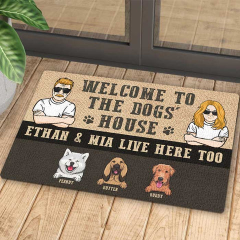 Welcome To The Dogs House, Husband And Wife - Personalized Decorative Mat