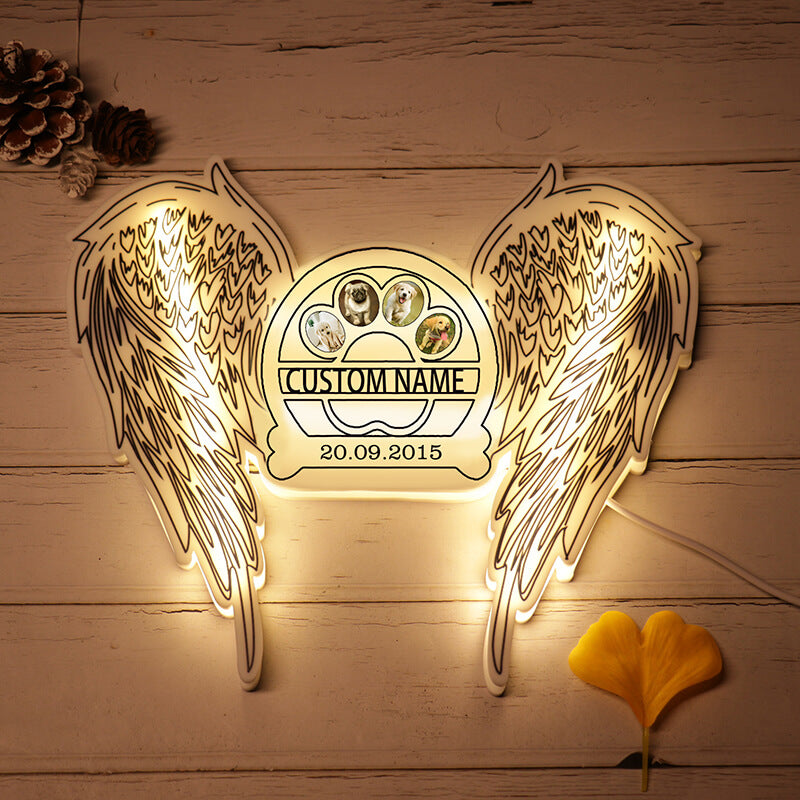 Personalized Angel Wings Photo Paw Light