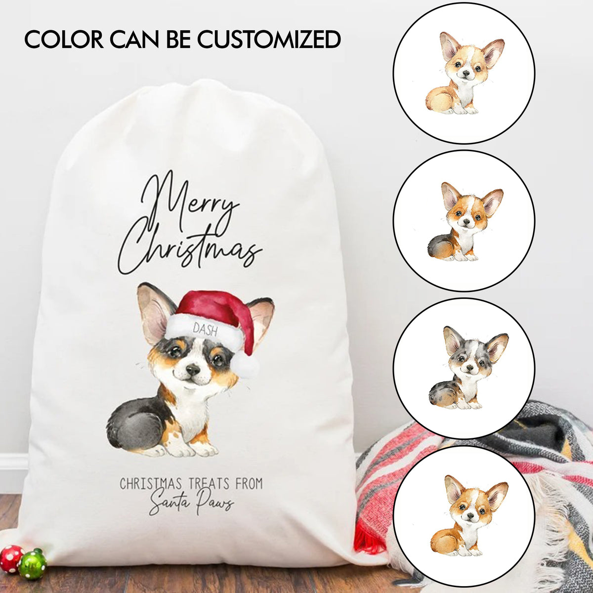 Personalized Corgi Christmas Treat Bag - Dog Christmas Treat Bag