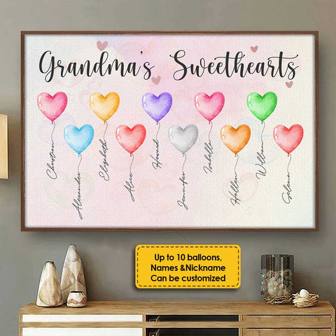Grandma's Sweethearts - Gift For Grandma - Personalized Horizontal Poster
