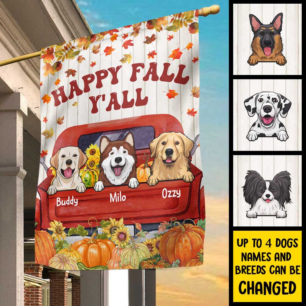 Happy Fall Y'all - Personalized Dog Flag