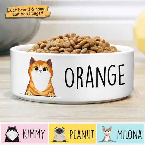 Solid Color, Gift For Cat Lovers - Personalized Custom Cat Bowls