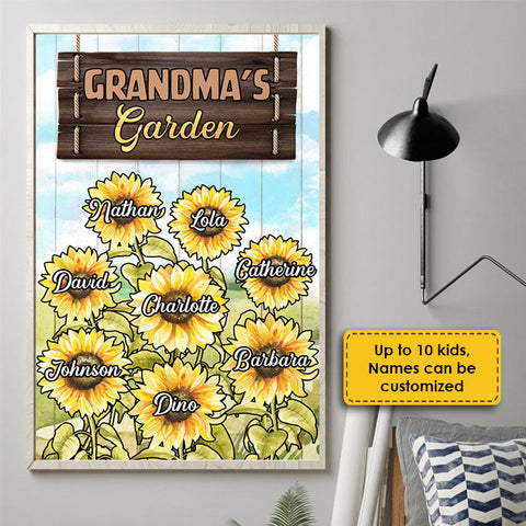 Grandma's Garden Sunflower - Personalized Vertical Poster