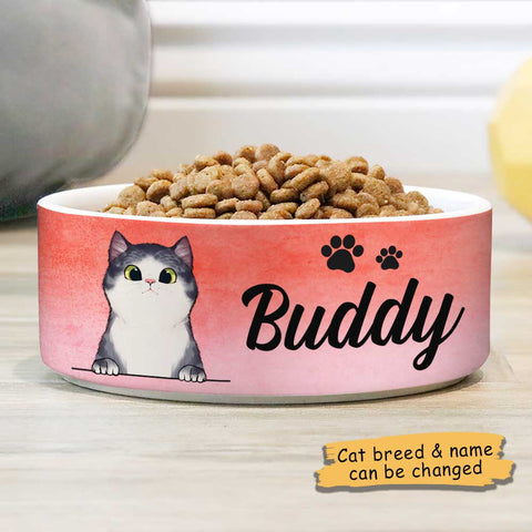Pink Coral, Gift For Cat Lovers - Personalized Custom Cat Bowls