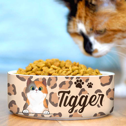 Cheetah Skin, Gift For Cat Lovers - Personalized Custom Cat Bowls
