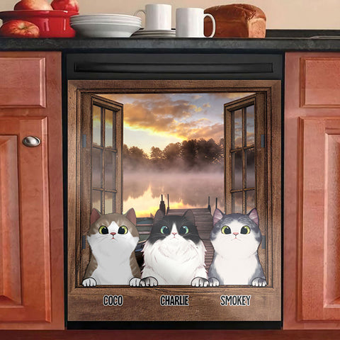 Cats By The Window - Personalized Dishwasher Cover
