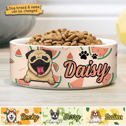 Summer Fruit, Gift For Dog Lovers - Personalized Custom Dog Bowls