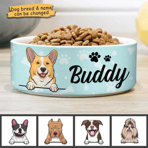 Pastel Blue, Gift For Dog Lovers - Personalized Custom Dog Bowls