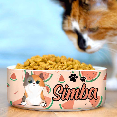 Summer Fruit, Gift For Cat Lovers - Personalized Custom Cat Bowls
