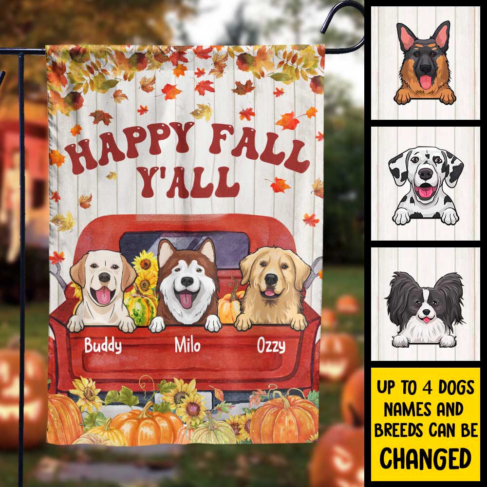 Happy Fall Y'all - Personalized Dog Flag