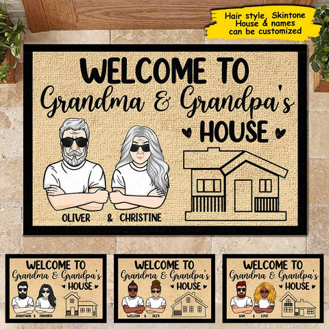 Welcome To Grandma and Grandpa's House - Personalized Decorative Mat