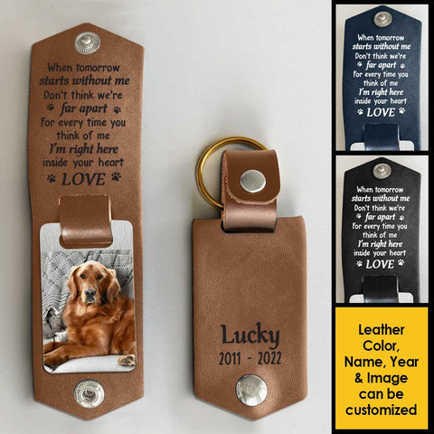 Don't Think We're Far Apart - Personalized PU Leather Keychain - Upload Image, Memorial Gift, Sympathy Gift