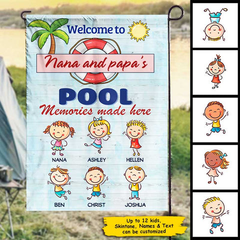 Welcome To Papa and Nana's Pool - Personalized Flag