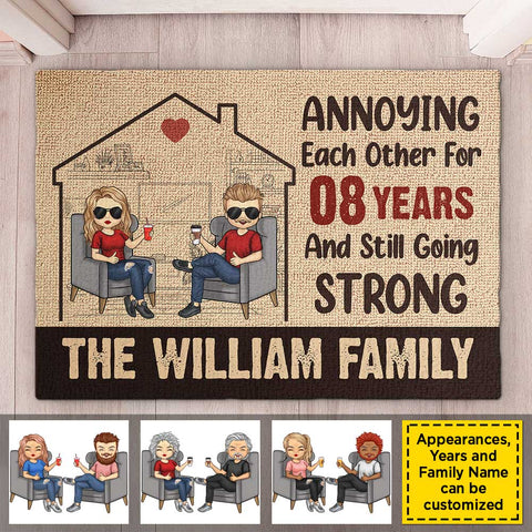 We've Been Annoying Each Other For Ages And Now We're Still Going Strong - Gift For Couples, Husband Wife, Personalized Decorative Mat