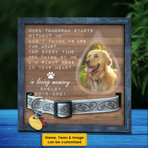 When Tomorrow Starts Without Me, We're Still Not Far Apart - Upload Image - Personalized Memorial Pet Loss Sign (9x9 inches)