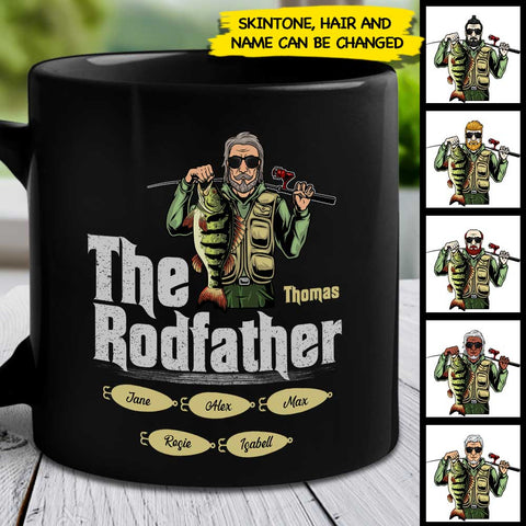 The Rodfather - Gift For Dad - Personalized Black Mug