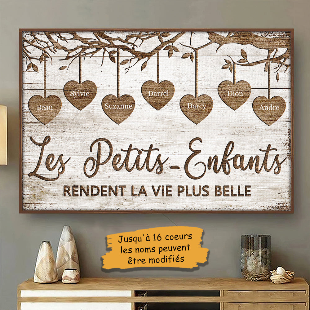 Les Petits-Enfants Rendent La Vie Plus Belle - Personalized Horizontal Poster French