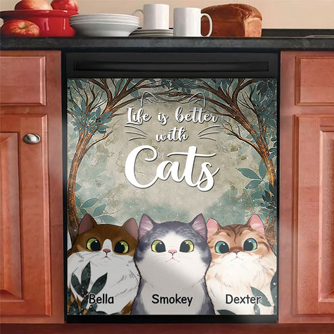 Life Is Better With Cats - Personalized Dishwasher Cover