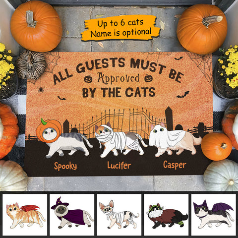 Halloween For Cats - All Guests Must Be Approved By The Cats - Personalized Decorative Mat