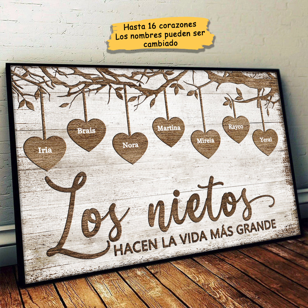 Los Nietos Hacen La Vida M?­s Grande - Personalized Horizontal Poster Spanish