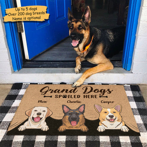 Grand Dogs Spoiled Here - Personalized Decorative Mat