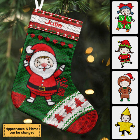 Hand Knitted Family Christmas - Personalized Christmas Stocking