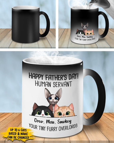 Happy Father's Day Human Servant - Funny Personalized Color Changing Cat Mug
