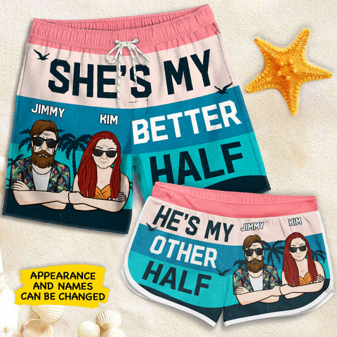 You're My Better Half - Personalized Couple Beach Shorts - Gift For Couples, Husband Wife