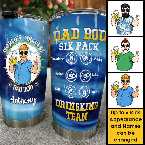 Dad Bod Six Pack, Drinking Team - Gift For Dad - Personalized Tumbler