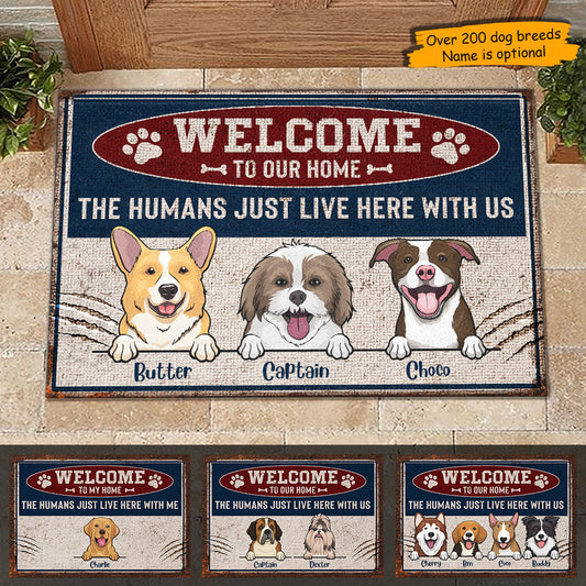 Welcome To Our Home Metal Sign Style - Funny Personalized Dog Decorative Mat