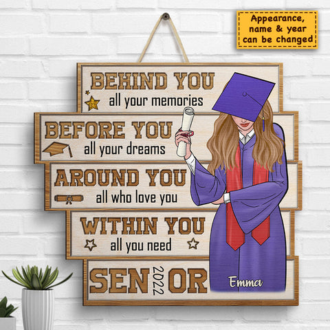Before You, All Your Dreams - Personalized Shaped Wood Sign - Graduation Gift