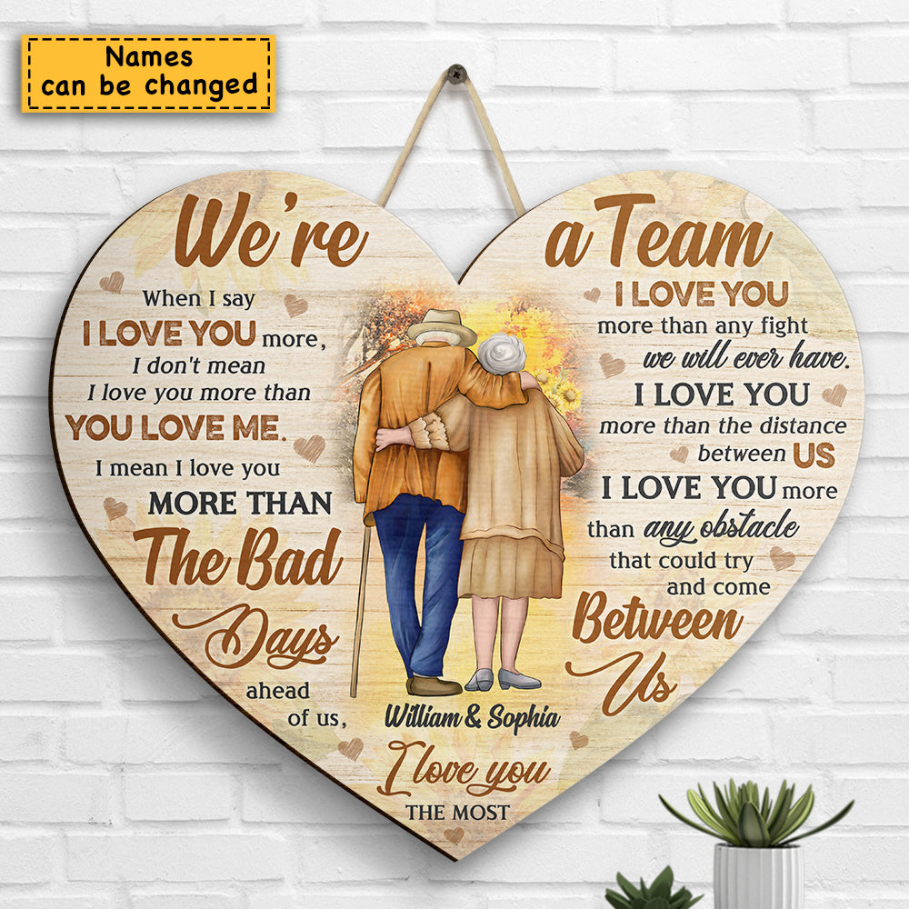 When I Say I Love You More I Don't Mean I Love You More Than You Love Me - Gift For Couples, Husband Wife - Personalized Shaped Wood Sign