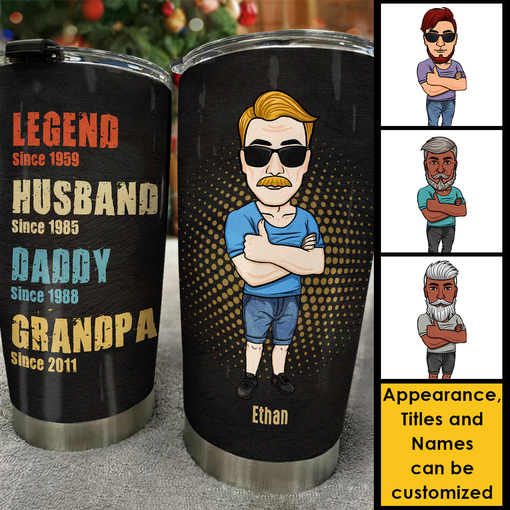 Legend Husband Daddy - Personalized Tumbler - Gift For Dad, Grandpa
