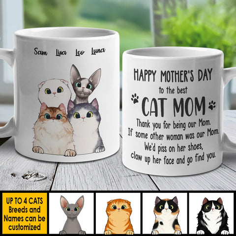 To The Best Cat Mom Thank You For Being Our Mom - Gift For Mother's Day - Personalized Mug