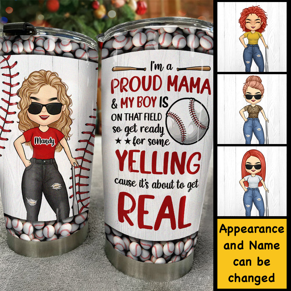 I'm A Proud Mama And My Boy Is On That Field - Gift For Mom, Personalized Tumbler
